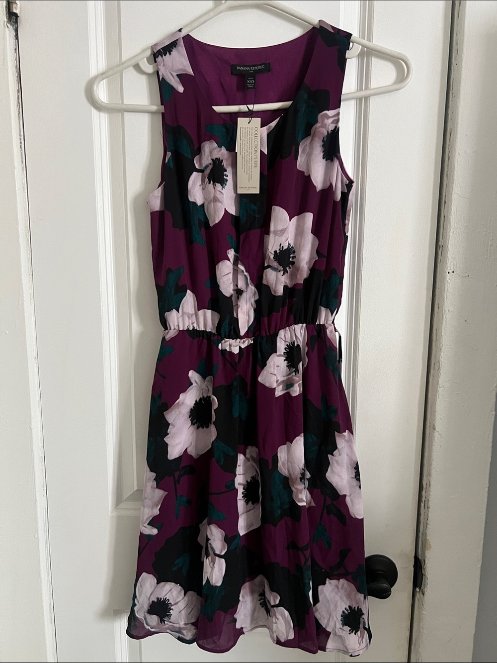 Banana Republic Plum Floral Sleeveless A-Line Dress